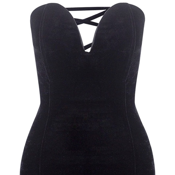 💋Kemba Black Velvet Bandeau Lace back bodysuit💋 - Picture 2 of 4